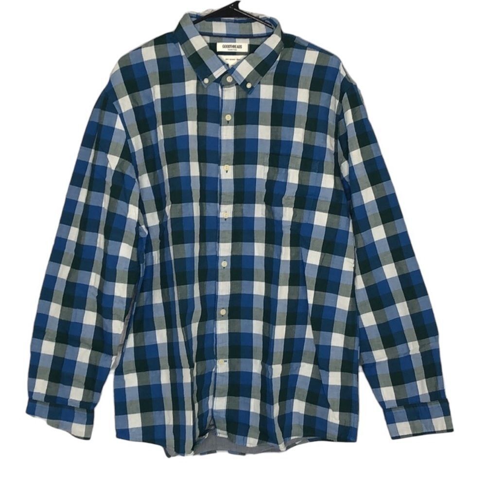 Good Threads blue plaid button down, NWT, XXL